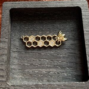3/$20 Gold Tone Honeycomb Bee Pendant